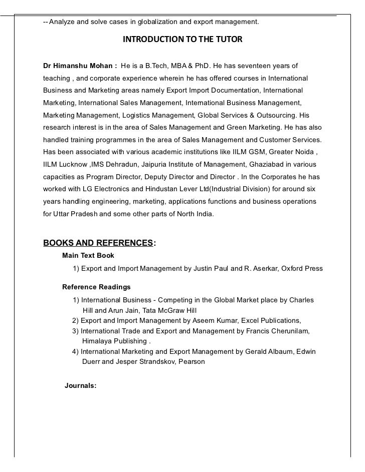 International Trade And Export Management Pdf